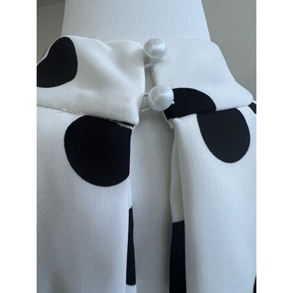 Ann Taylor White Black Polka Dot Shift A Line Dress Sleeveless Mock Neck Sz XS - Picture 4 of 4